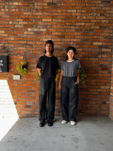 Load image into Gallery viewer, Latre upcycled deadstock overdyed US laundry bag trousers - Black/Blue