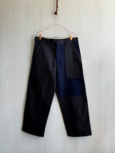 Load image into Gallery viewer, Latre upcycled deadstock overdyed US laundry bag trousers - Black/Blue