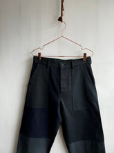 Load image into Gallery viewer, Latre upcycled deadstock overdyed US laundry bag trousers - Black/Blue