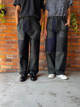 Load image into Gallery viewer, Latre upcycled deadstock overdyed US laundry bag trousers - Black/Blue