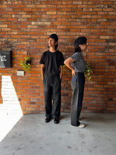 Load image into Gallery viewer, Latre upcycled deadstock overdyed US laundry bag trousers - Black/Blue