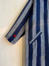 Load image into Gallery viewer, Japanese Mosquito Net Indigo Striped Long Coat