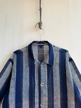 Load image into Gallery viewer, Japanese Mosquito Net Indigo Striped Long Coat