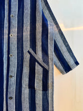 Load image into Gallery viewer, Japanese Mosquito Net Indigo Striped Long Coat
