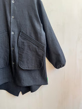 Load image into Gallery viewer, Latre's Overdyed Black Antique Linen & Hemp Fishtail Parka