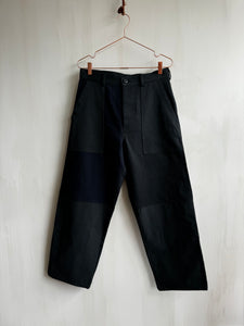 Latre upcycled deadstock overdyed US laundry bag trousers - Black/Blue