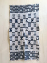 Load image into Gallery viewer, Ghanaian Indigo Black White Ewe Kente Cloth
