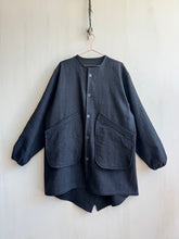 Load image into Gallery viewer, Latre's Overdyed Black Antique Linen &amp; Hemp Fishtail Parka
