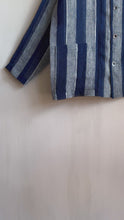 Load and play video in Gallery viewer, Japanese Mosquito Net Indigo Striped Shirt Jacket
