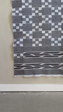 Load and play video in Gallery viewer, Ghanaian Indigo Black White Ewe Kente Cloth
