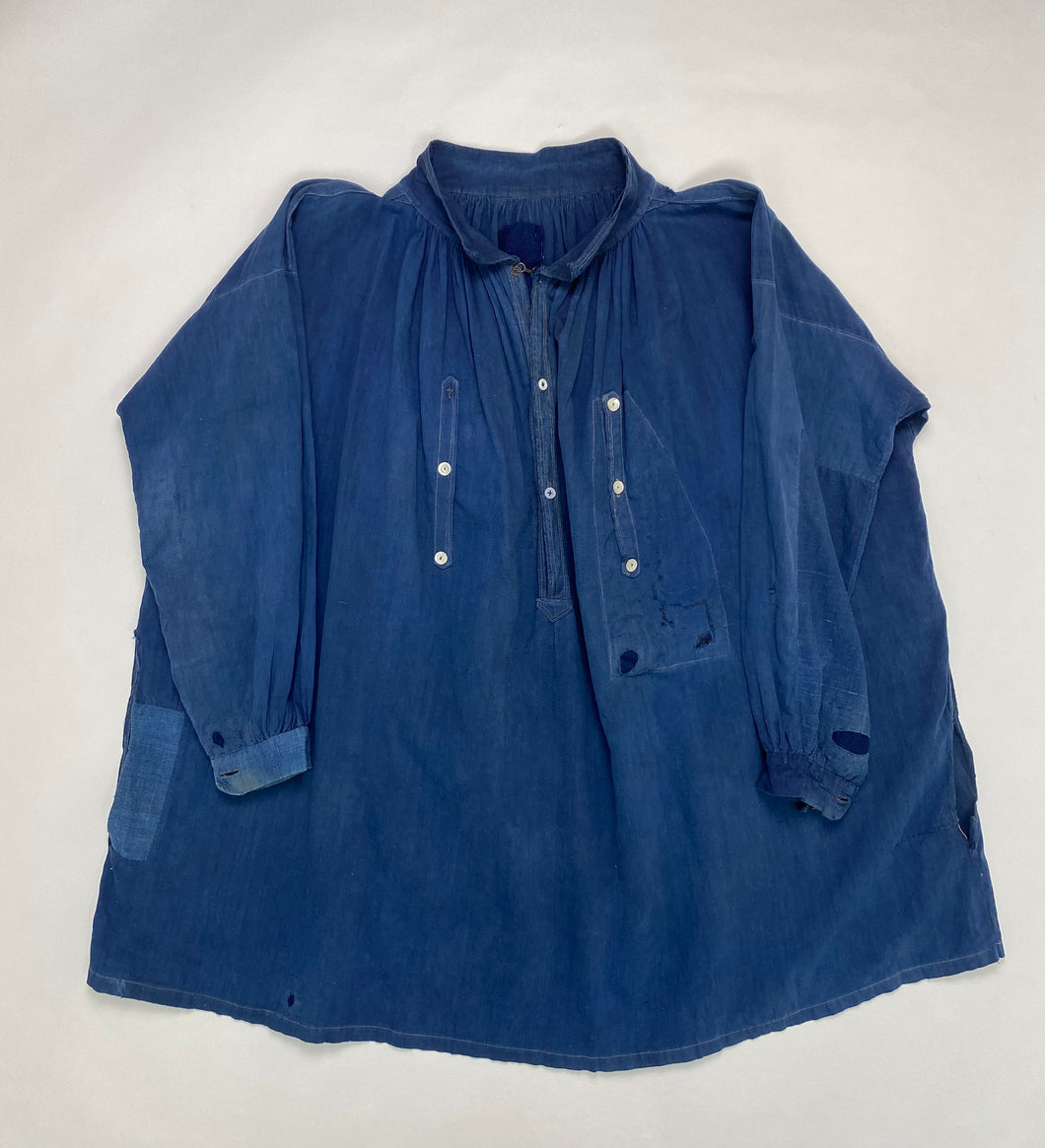 French Antique Indigo Biaude Overshirt