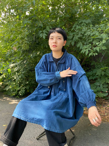 French Antique Indigo Biaude Overshirt