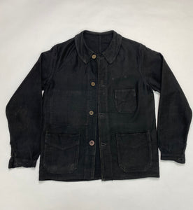 French Black Moleskin Chore Coat