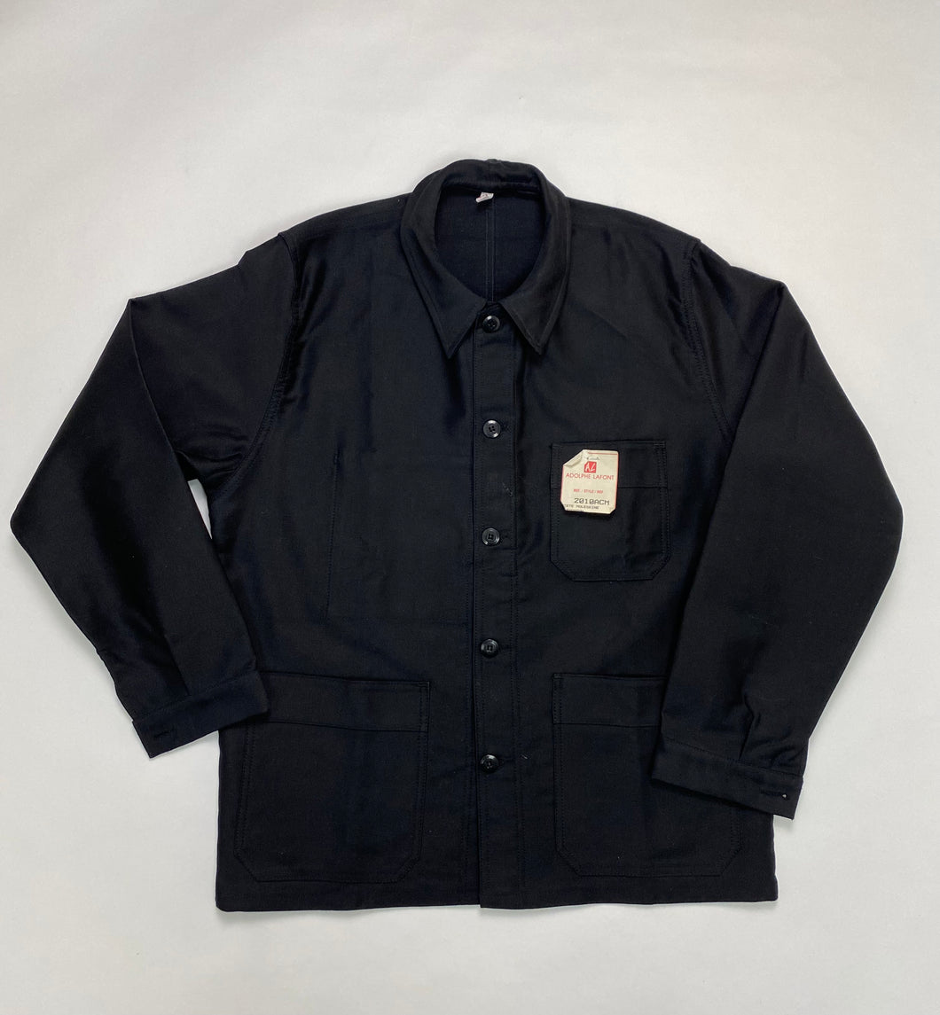 French Deadstock Black Moleskin Chore Coat